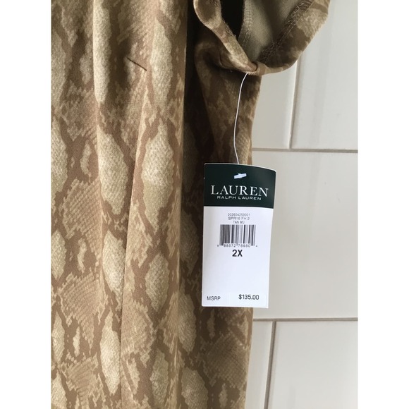 Lauren Ralph Lauren New Python Snake Print Bateau Neck Dress New Size 2X - Picture 3 of 5
